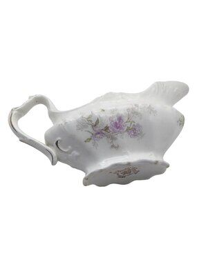 Antique Johnson Bros Royal Semi-Porcelain Floral Gravy Boat England Victorian